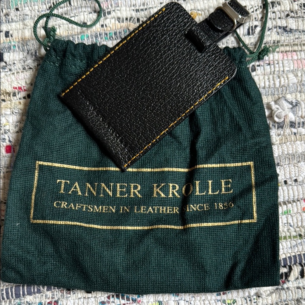 Tanner Krolle Black Leather Luggage Tag